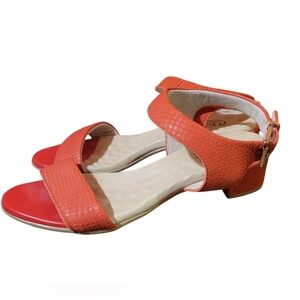 Malu Super Comfort Orange Block Heel Sandals Made In Brazil Size 6